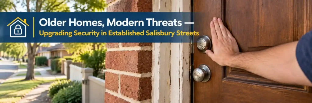 Older Salisbury home with timber door and lock security upgrade